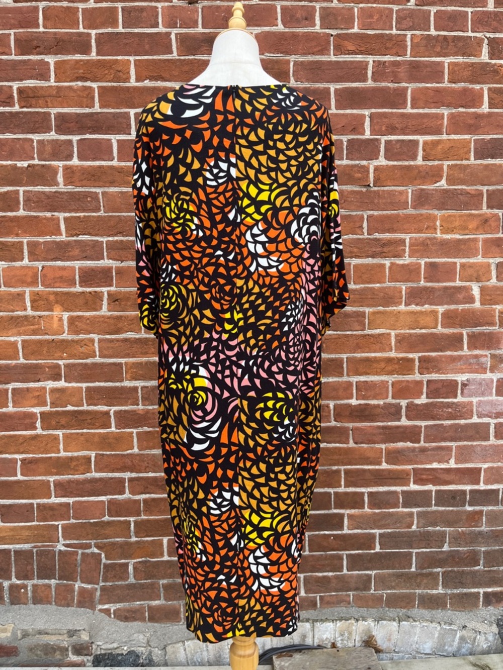 Marimekko Black Dress with Orange and Pink Abstract Print - Picture 3 of 12